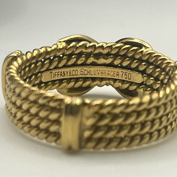 Tiffany & Co. 18K Yellow Gold Schlumberger X Rope Ring - Picture 6 of 9